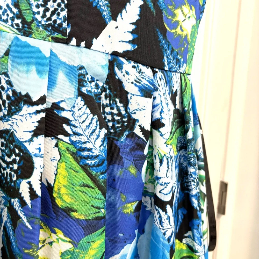Ellen Tracy Floral A-Line‎ Dress Sleeveless Belted Spring Wedding Guest Sz 10